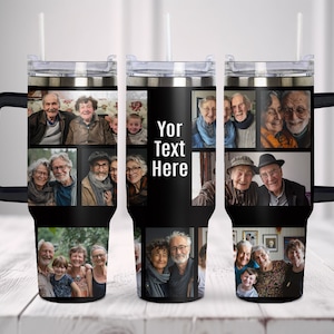 Marco de fotos conmemorativo, envoltorio personalizado para vaso con foto de 40 oz. Vaso grande con envoltorio para asa. Diseño de vaso sin costuras por sublimación, descargas instantáneas