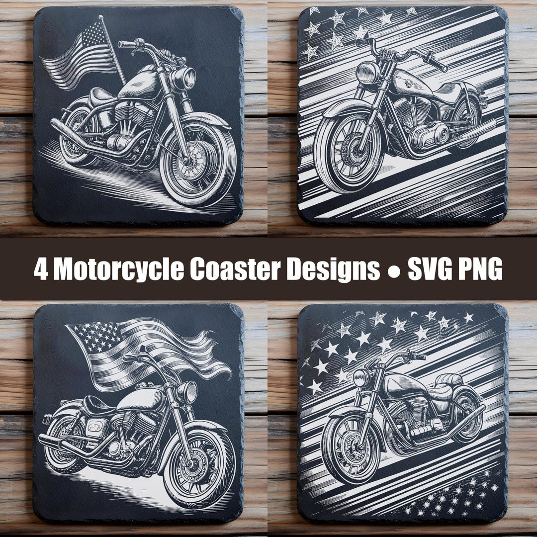 Motorcycle Vector Coaster Motorcycle Coaster SVG PNG Bundle | Biker Slate Designs, Patriotic ...