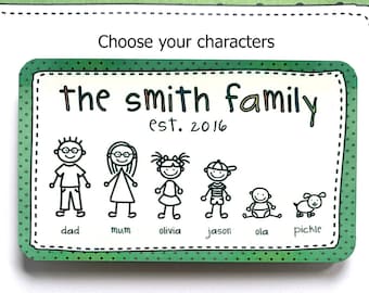 Personalised our family fridge magnets, cute custom made gift card and name magnet gift, thank you gift, house warming gift, birthday gift