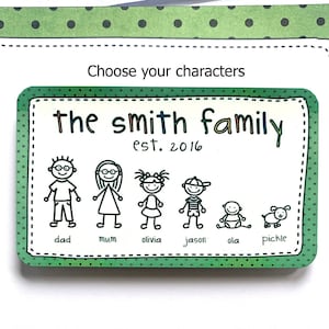 Personalised family fridge magnets, stick people magnet, your choice of characters. Perfect for birthdays, stocking fillers and thank you gifts. Great bestie friend gift too!