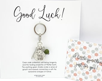 Good luck gemstone personalised walk on the wild side charm keyring gift women, small friendship leaving purse charm keepsake gifts,