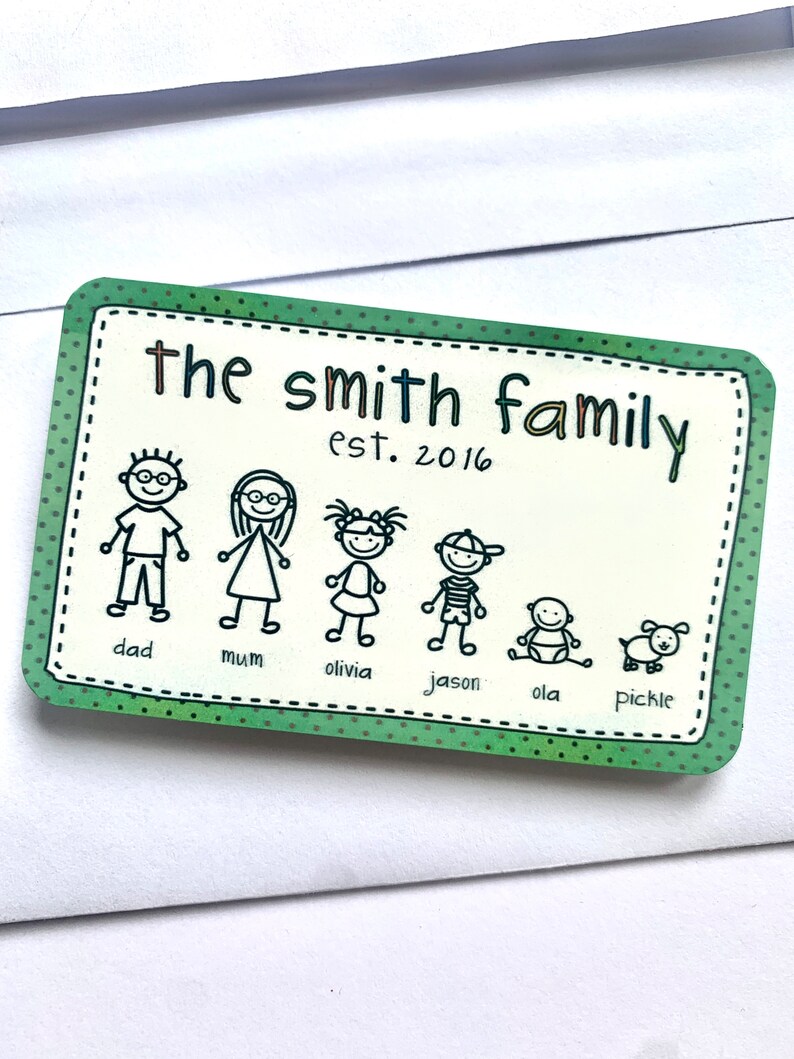 Personalised our family fridge magnets, cute custom made gift card and name magnet gift, thank you gift, house warming gift, birthday gift image 8