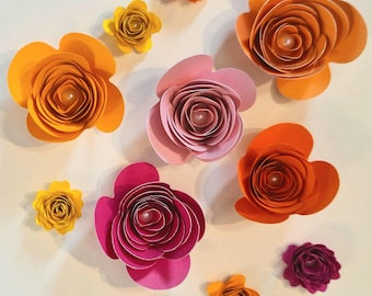 Paper flowers in a set/Decorative flowers/Paper roses/Table decoration flowers/Floral decorations/Paper decorations/Summer decorations/Colored summer decorations