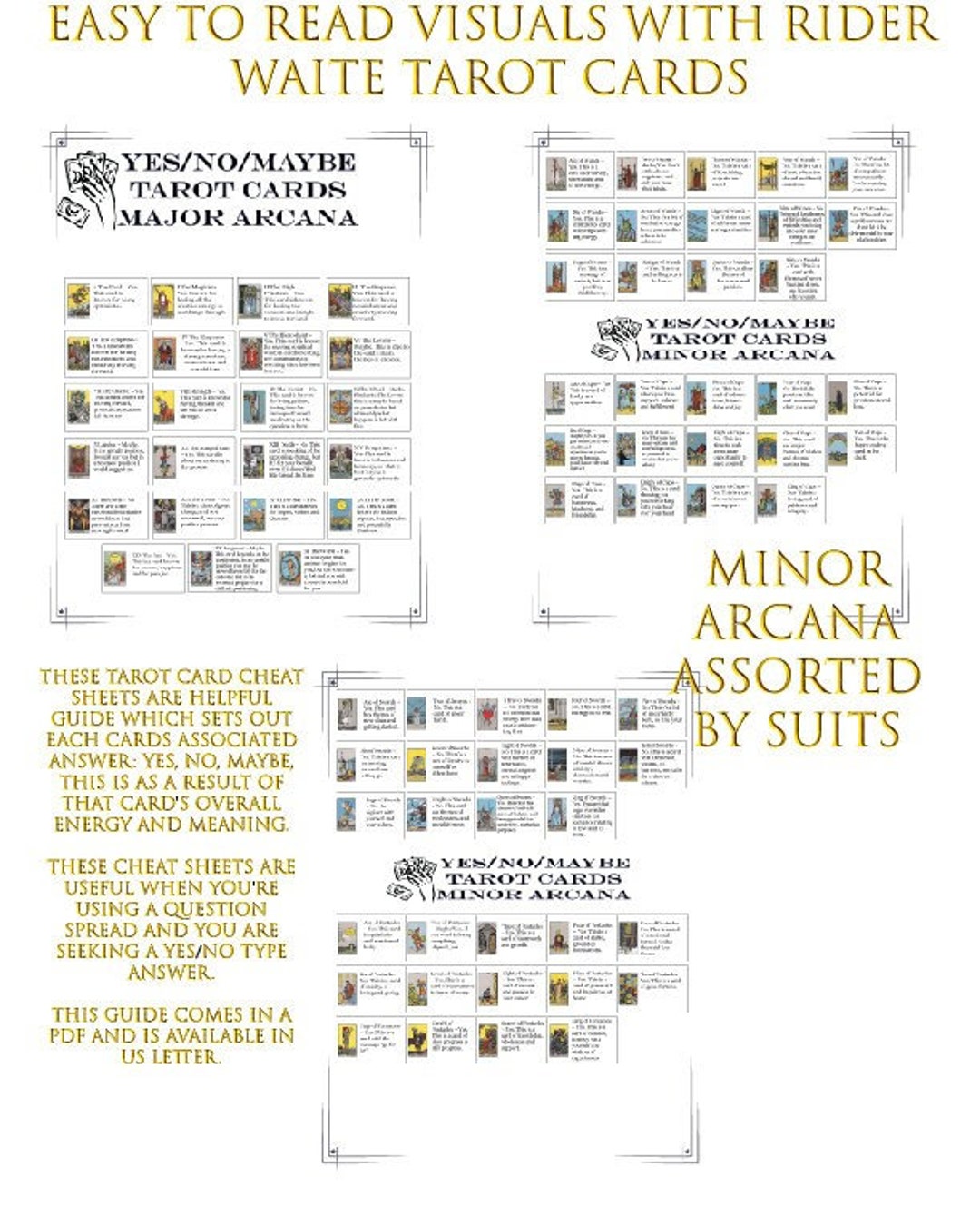 Yes no maybe Tarot Cheat Sheet Tarot Cheat Sheet Printable Tarot 