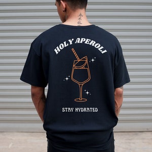 Vintage Aperol Spritz Cocktail Shirt, 100% Organic Cotton, Holy Aperoli Summer Shirt, Funny Aesthetic Birthday Gift, Eco Friendly Product