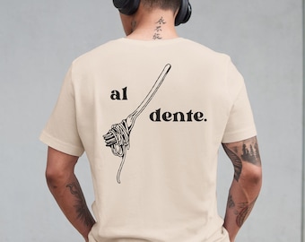 Camisa de pasta italiana Al Dente, camiseta Upsetti Spaghetti, algodón 100% orgánico, regalo de chef para hombres, regalo foodie de Italia, productos ecológicos