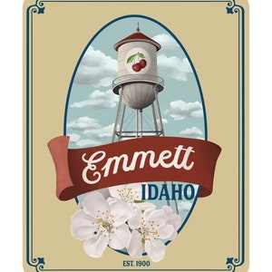 Emmett - Illustrated Giclée Art Print Cherry Watertower