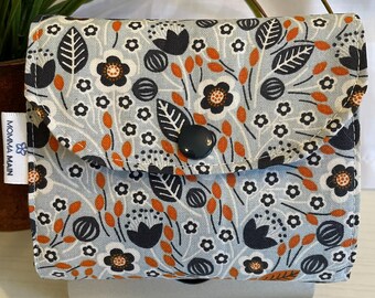 Handmade Foldable Shopping Bag - Blue Mini Floral Harvest