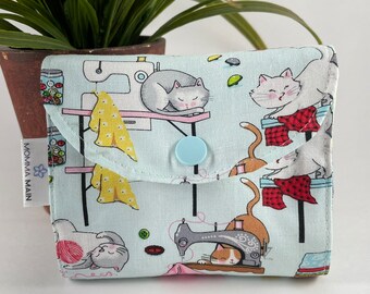 Handmade Foldable Shopping Bag - Cats with Sewing Machines