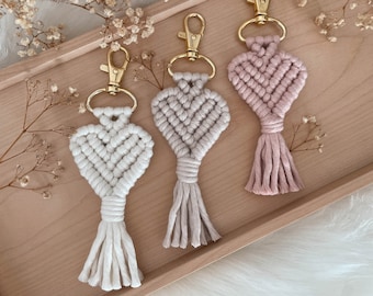 Heart Keychain Mother's Day Gift | Macrame keychain gift for Mother's Day heart bag pendant grandma gift for women