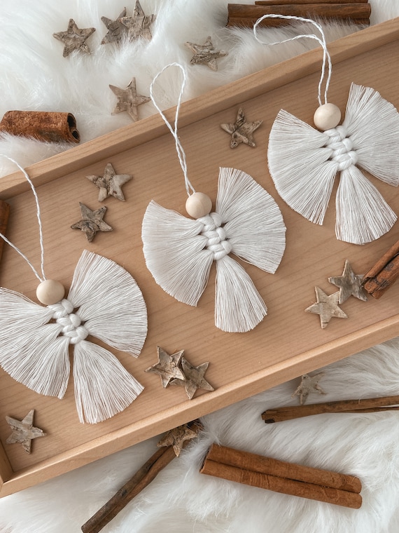 Makramee Engel Anhänger | Engel Baumschmuck | Weihnachten Geschenkanhänger Boho Weihnachtsdeko
