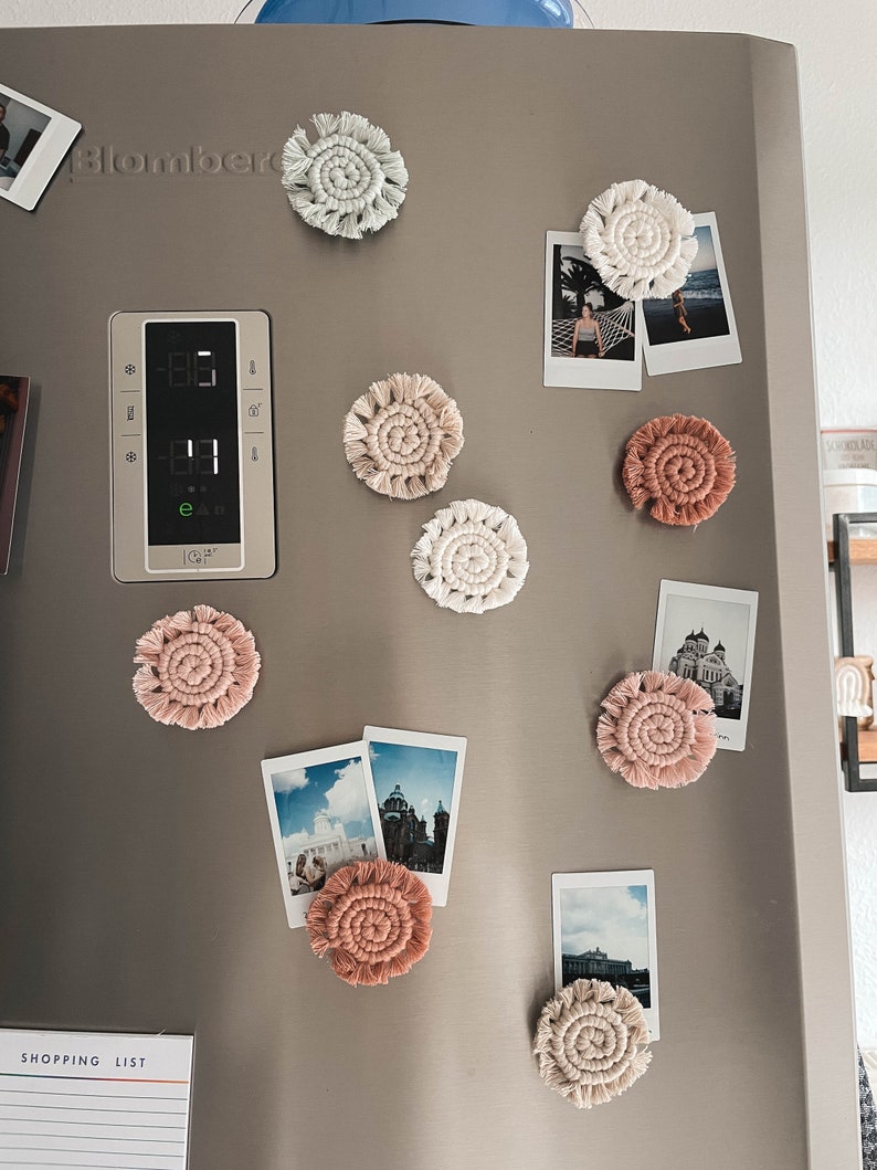 Macrame magnets for fridge Decorative gift idea for women Boho magnets housewarming gift image 5