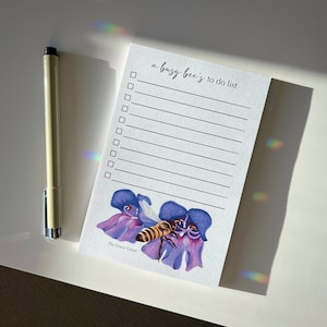 A Busy Bee's To Do List | Tear Away Notepad | 50 Sheets, 4x6 Size | Western Honey Bee and Beardtongues Painting
