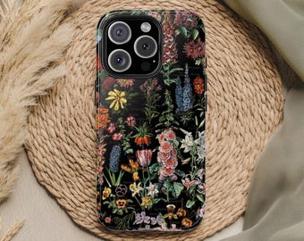 Botanical Art Phone Case: Vintage Floral Cover, Impact Resistant
