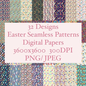 Easter Digital Papers | Seamless Pattern Pack | Printable Scrapbooking Paper | Colorful Digital Backgrounds | 300 DPI | 3600x3600px