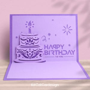 3D Pop-up Happy Birthday Cake Greeting Card with Printed Cover Custom Gift for family friends lovers celebration