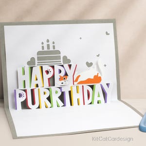 Carte d'anniversaire 3D pop-up chat miaou avec couverture découpée Cadeau personnalisé pour la famille, amis, amoureux, fête, amoureux des chats