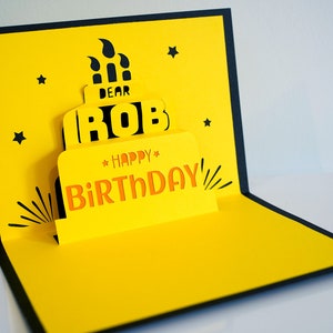 3D Pop-up Personalised Birthday Card with Die-cut Cover Custom Gift for family friends lovers