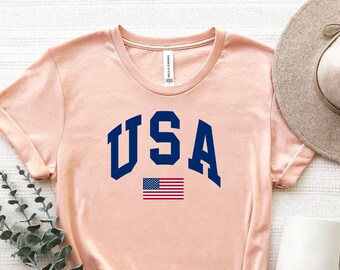 USA Flag Graphic Tee - 4th of July Patriotic Shirt