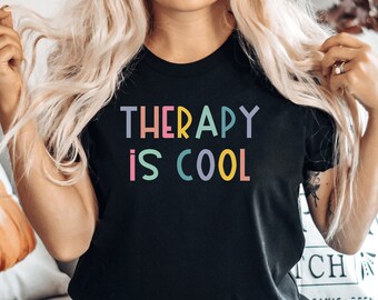 Therapy Inspirational Tee, Mental Health Shirt, Therapy Is Cool, Mental Health Awareness, Therapist Gift, Positivity Olive T-Shirt, PCA468