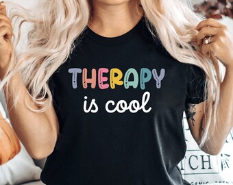 Therapy Inspirational Tee, Mental Health Shirt, Therapy Is Cool, Mental Health Awareness, Therapist Gift, Positivity Olive T-Shirt, PCA467