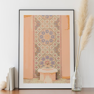 Marokko-Wandkunst, marokkanischer Zellige-Druck, druckbarer marokkanischer Zellige-Galerie-Kunstdruck, Marrakesch, Marokko