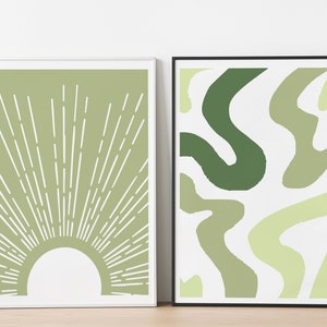 Digital Prints, Sage Green Prints, Green Wall Art, Botanical Prints, Botanical Wall Art, Art Prints, Set of 2 Prints,