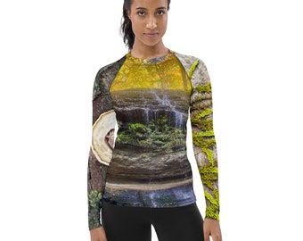 Women's Rash Wind Sun Guard - UPF 50+ / under layer / athletic wear / nature / fungi