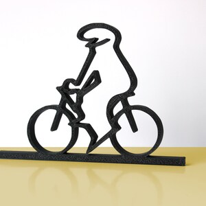 Herr Linea auf einer Fahrradwandsilhouette – Lustige Dekofigur – Minimalistische PLA-Wandkunst – Originelles Animationsgeschenk – La Linea