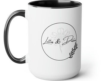 Lattes and Daisies Mug | Two-Tone Coffee Mugs | 15oz Mug | Birthday Mug | Daisy Mug