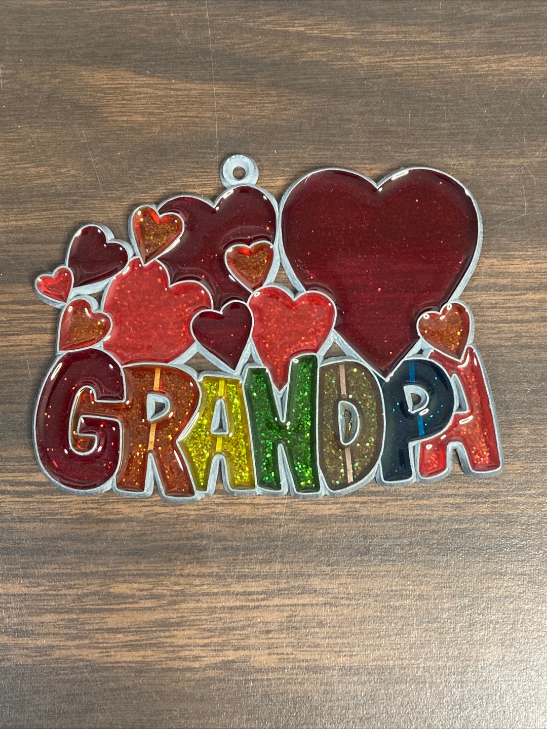 Vintage Acrylic Stained Glass Suncatcher Grandpa Etsy