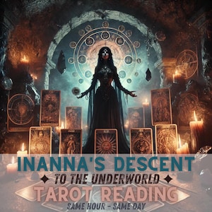 Lectura de tarot sobre el descenso de Inanna al inframundo, la misma hora, el mismo día, lectura psíquica, adivinación, bruja, magia espiritual, oráculo, regalo para ella