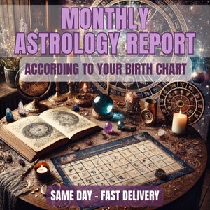 Monatlicher Astrologie Bericht Personalisierte Planetare Übergänge, Retrograde, Neu- und Vollmonde Einblicke Astrologie Lesungen Monatliches Horoskop Zukunft
