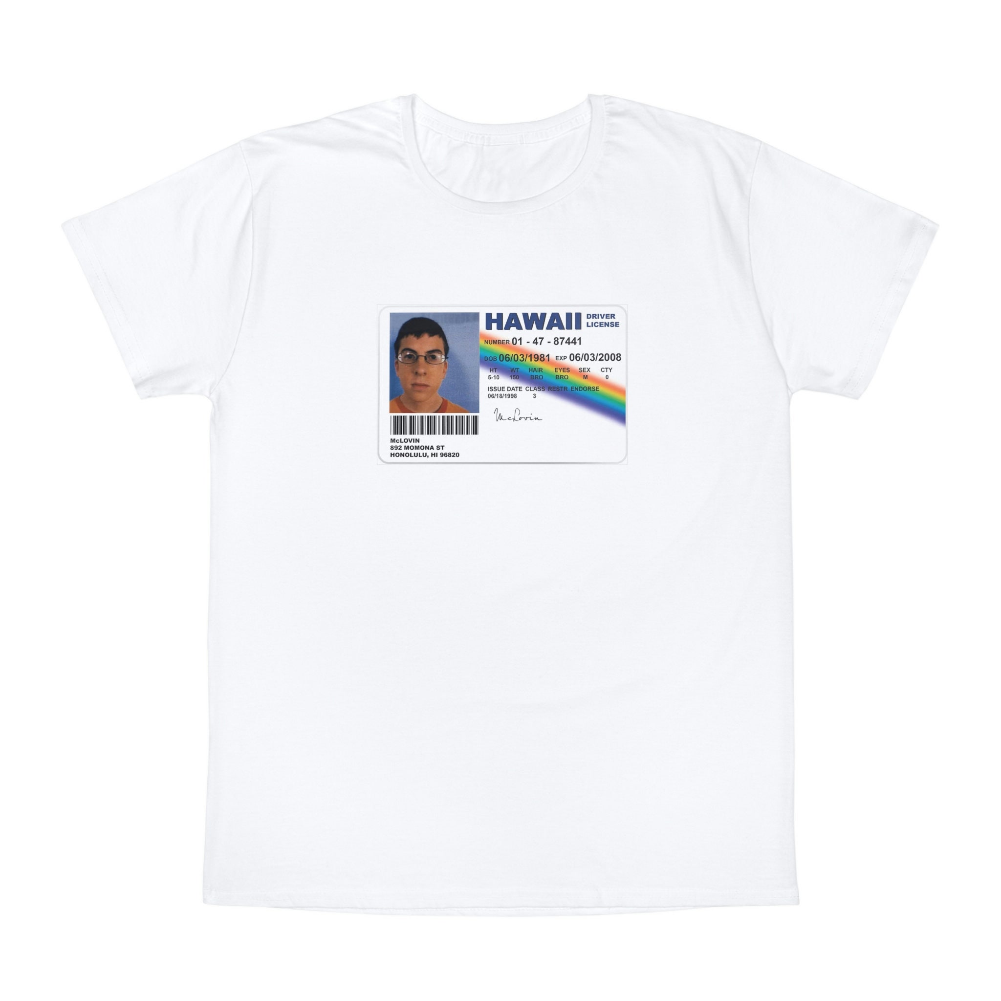 Mens Womens T-Shirt McLovin Cotton Fake Shirt Id Unisex Tee