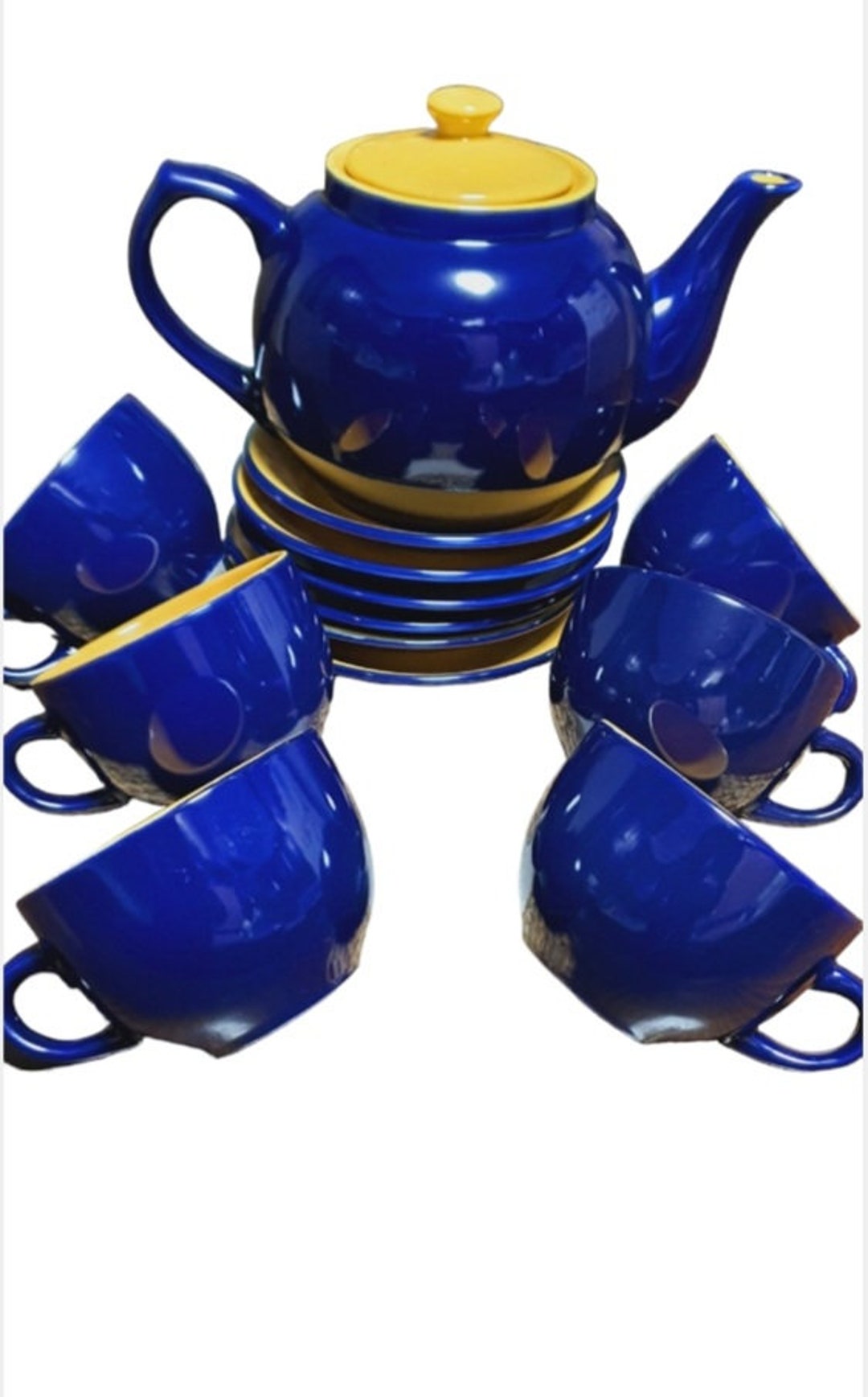 Classic Tea Set Yellow Tea Cup Unique Tea Set Yellow Tea Set Etsy Israel