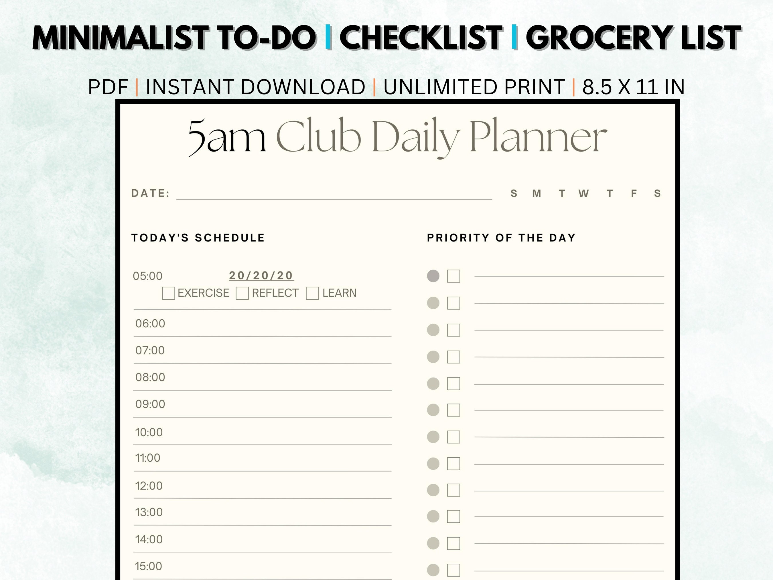 5am Club Planner - Etsy