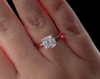 ¡Nuevo en! Anillo de compromiso de talla cojín de oro rosa sobre plata de ley 925 3CT con el mejor diamante CZ 5A, anillo de promesa