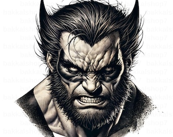 Wolverine PNG, Hero Wolverine  Clipart, Transparent Design, DIGITAL DOWNLOAD