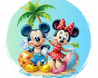 Clipart de Minnie Mouse de verano: Diseño PNG transparente (descarga digital)