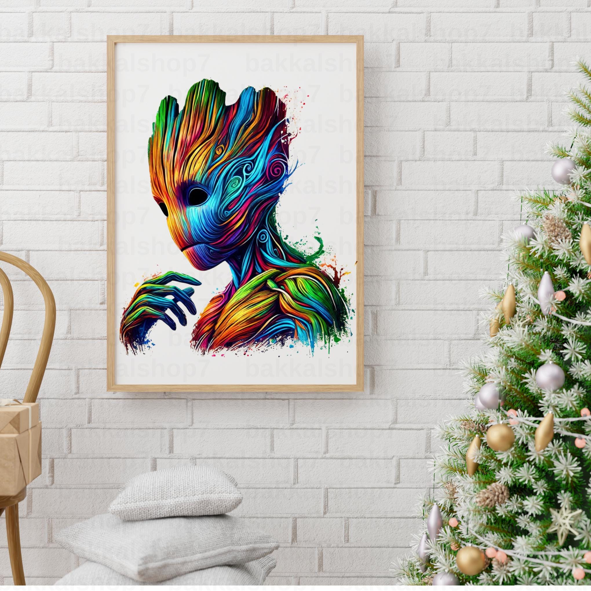Colorful Groot Cosmic Art PNG | Hero Tree Character Galaxy Illustration ...