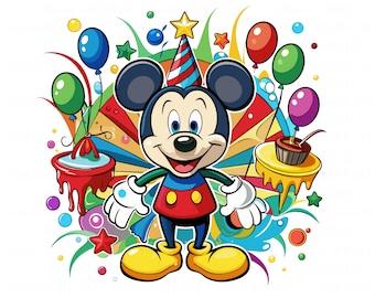 Mickey Mouse Birthday PNG Party Digital Artwork