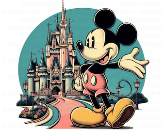 Retro Micky Maus Clipart: Transparentes PNG Design (digitaler Download)