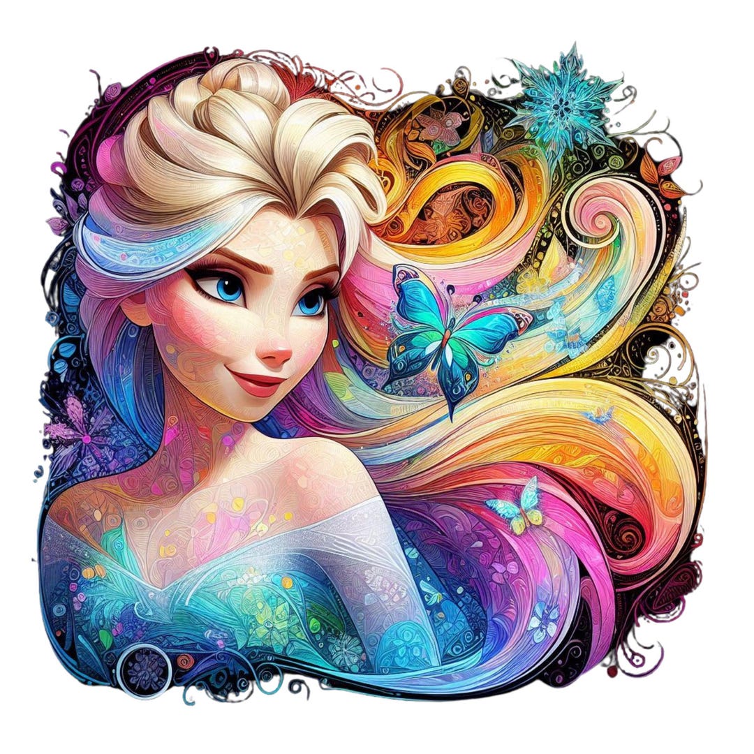 Elsa Princess Graphics Princess Elsa Fanart Poster: Colorful Kids Room Decor (PNG Digital ...