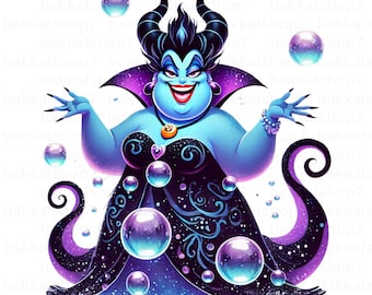 Ursula Clipart: Sea Witch PNG, Villain Design (Digital Download)