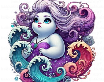 Sea Witch PNG, Villain Ursula Clipart, Princess Ariel, Ursula from The Little Mermaid png , Transparent Design, DIGITAL DOWNLOAD