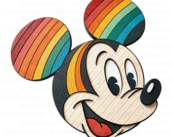 Rainbow Mickey Mouse Clipart: Transparent PNG Design (Digital Download)
