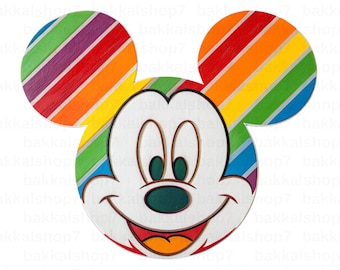 Rainbow Mickey Mouse Clipart: Transparent PNG Design (Digital Download)