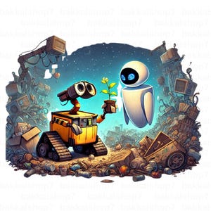 Wall-e clipart, Wall-e eve  PNG, Transparent Design, DIGITAL DOWNLOAD