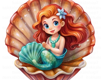 princess ariel png, mermaid clipart, cute princess, transparent design