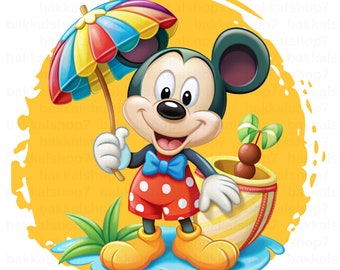 Clipart de Mickey Mouse de verano: Diseño PNG transparente (descarga digital)